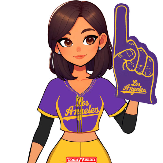 LA Hand Sign Animated Laker Girls Cartoon of YOU in Cartoon Animation - ToonyVision
