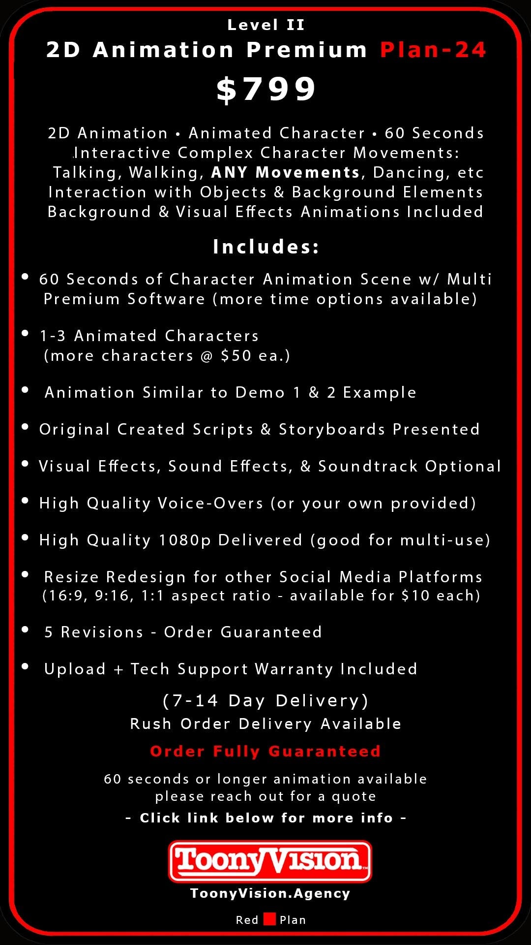 ToonyVision Animation Advertisement Premium Packages Level II-Plans 22-24 - ToonyVision