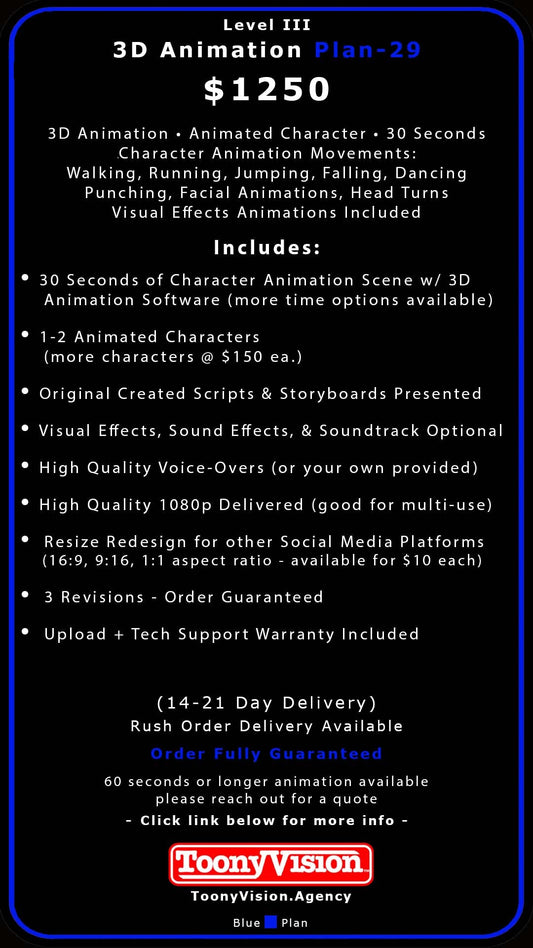 ToonyVision Animation Advertisement 3D Packages Level III-Plans 28-30 - ToonyVision