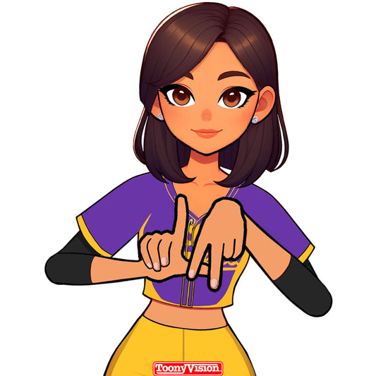 LA Hand Sign Animated Laker Girls Cartoon of YOU in Cartoon Animation - ToonyVision
