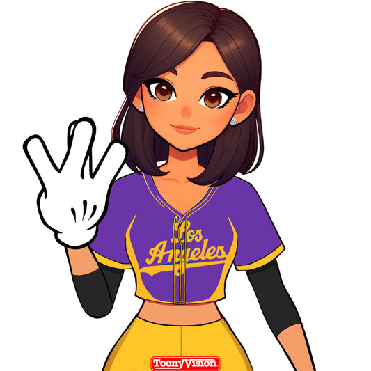 LA Hand Sign Animated Laker Girls Cartoon of YOU in Cartoon Animation - ToonyVision