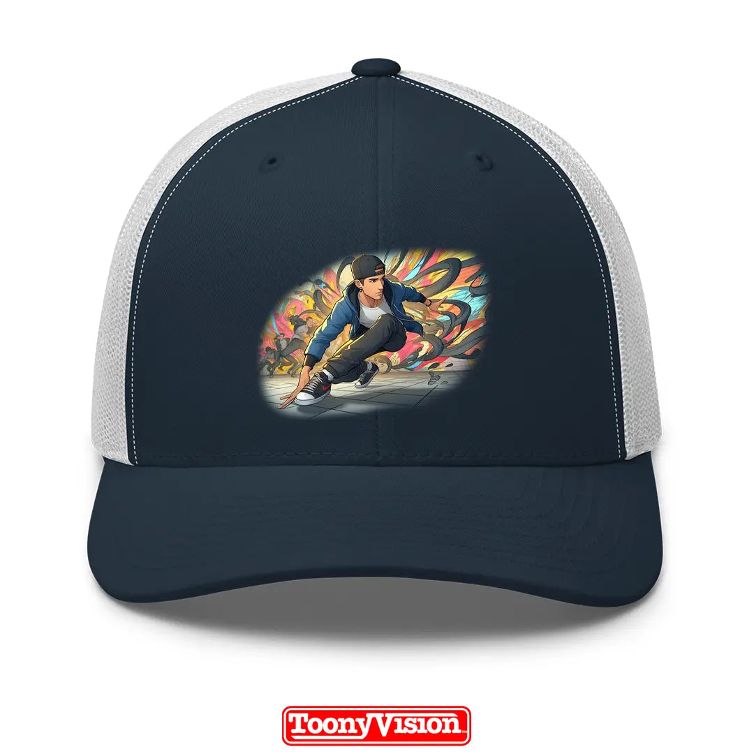 ToonyVision men’s printed cap birthday or holiday cartoon from photo with clean scene-badge front-panel merch-style graphic print