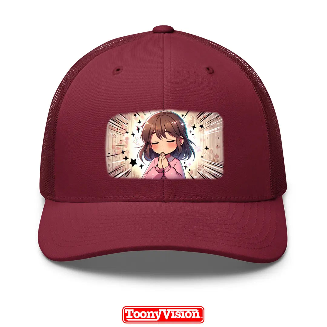 ToonyVision custom printed girls cap with cartoon face from photo and clean front-panel merch-style graphic print