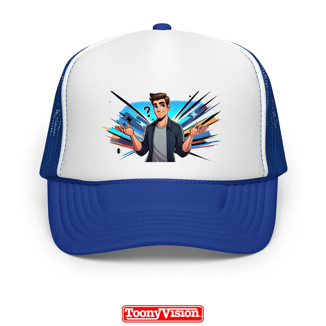 ToonyVision custom printed men’s cap with cartoon face from photo, clean front-panel merch-style graphic print