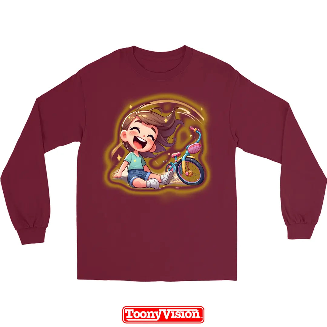 ToonyVision girls youth long sleeve birthday or holiday cartoon from photo with themed background scene and clean graphic print
