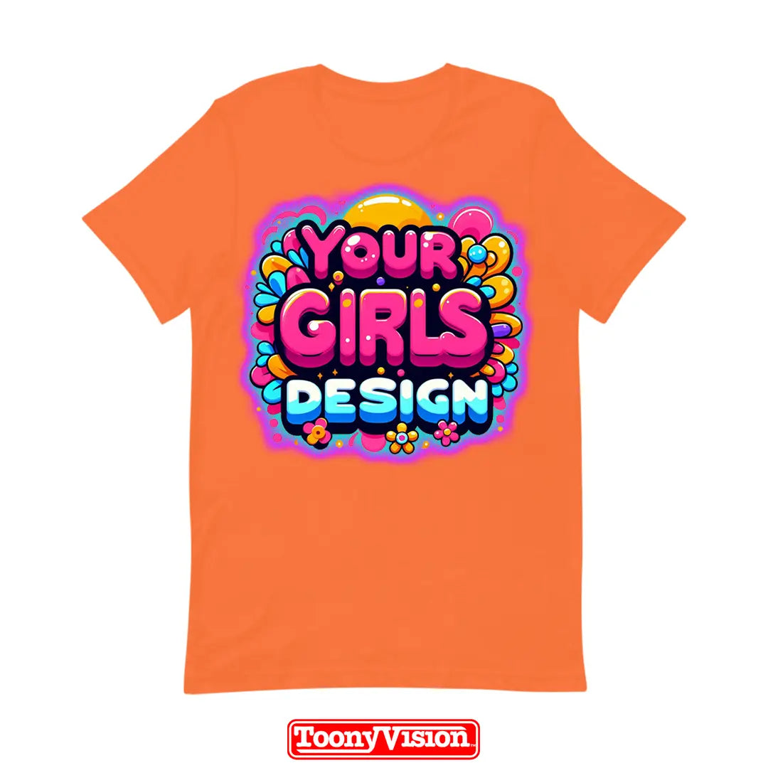 ToonyVision girls DTF shirt with her design artwork or photo printed