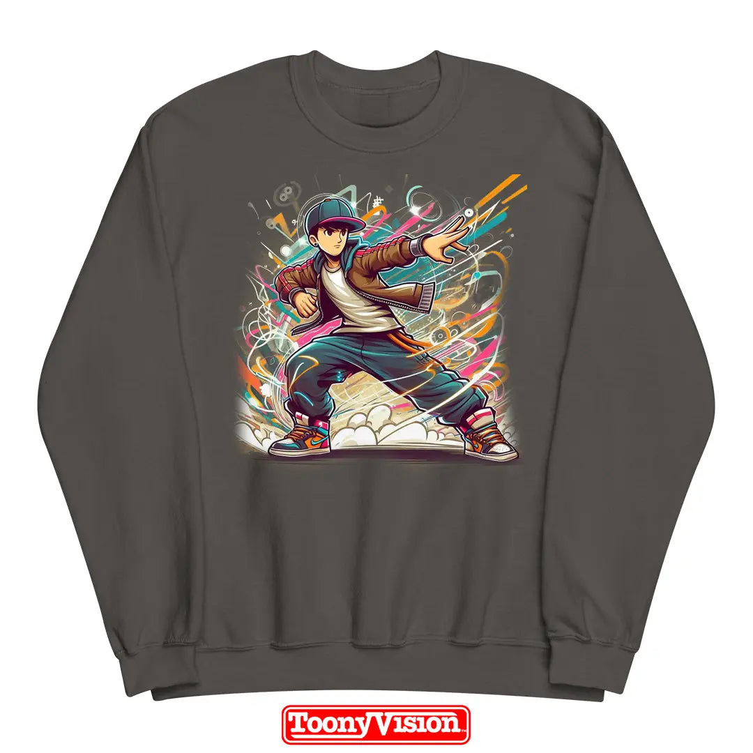 ToonyVision men’s crewneck sweatshirt birthday or holiday cartoon from photo with themed background scene and clean merch-style graphic print