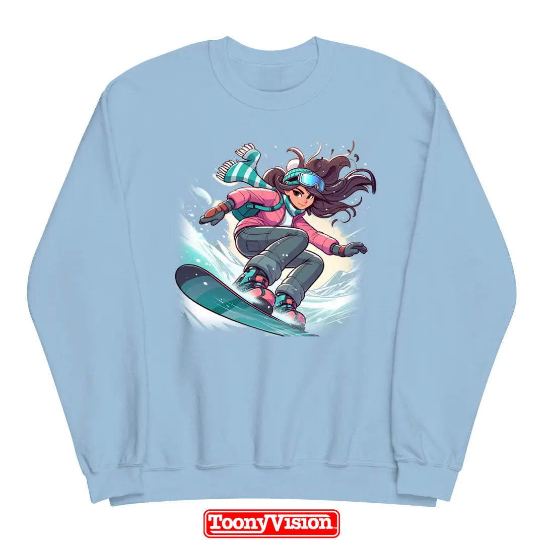 ToonyVision women’s crewneck sweatshirt birthday or holiday cartoon from photo with themed background scene and clean merch-style print