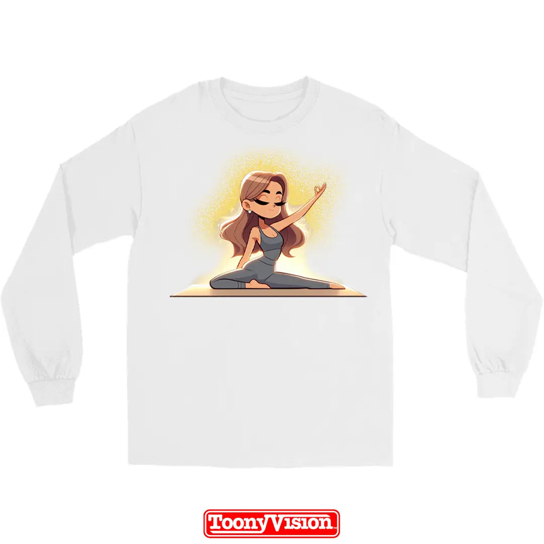 ToonyVision women’s custom birthday or holiday cartoon long sleeve from photo with themed background scene and clean graphic print