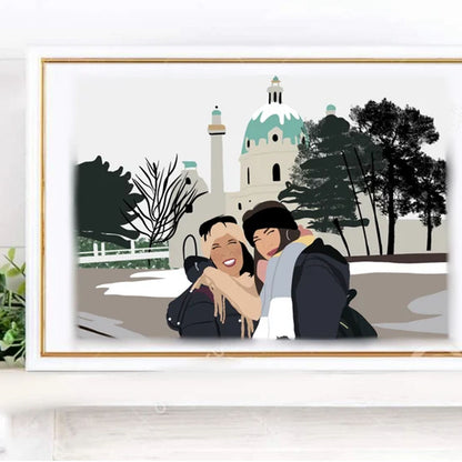 2D Cartoon Custom Portrait from REAL Photos, Cartoon Poster for Couples, Family Portraits, Personalized Portrait for Friends, Illustration Character Photo Portrait