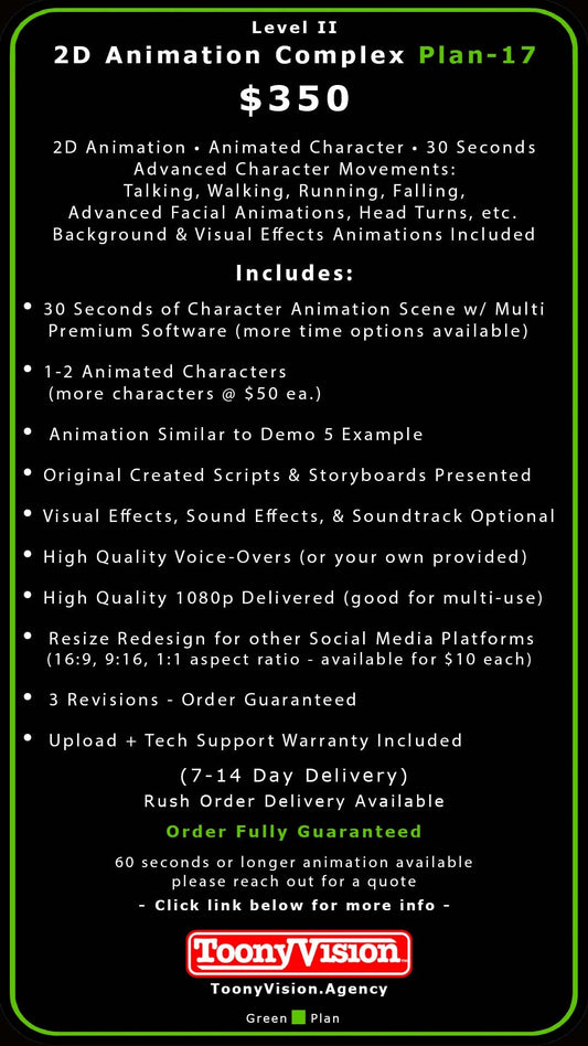 ToonyVision Animation Advertisement Complex Packages Level II-Plans 16-18 - ToonyVision