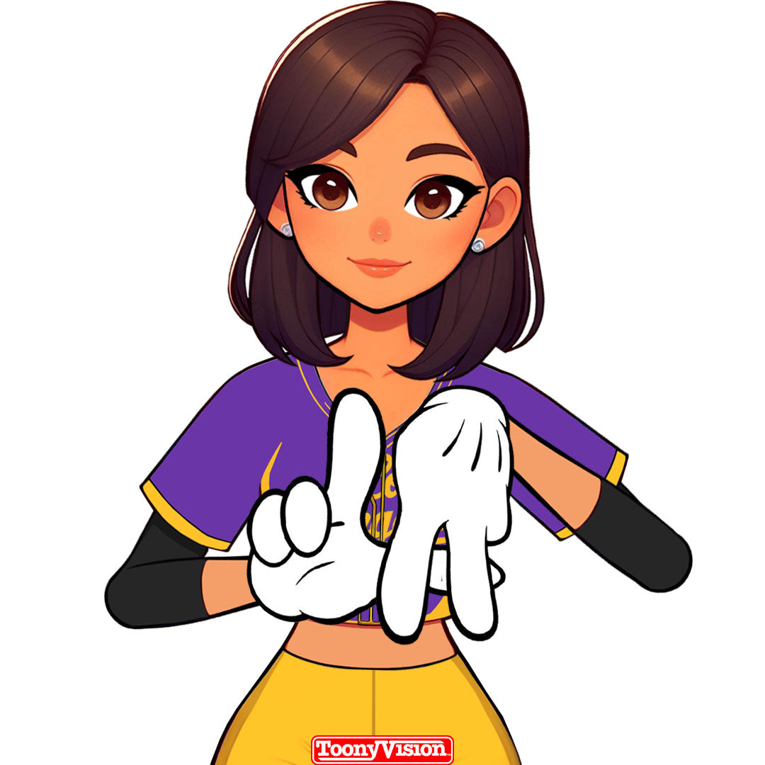 LA Hand Sign Animated Laker Girls Cartoon of YOU in Cartoon Animation - ToonyVision