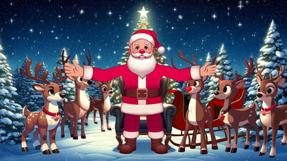 Santa Message to Children Personalized Cartoon Animation Video in Santa’s Reindeer Sleigh