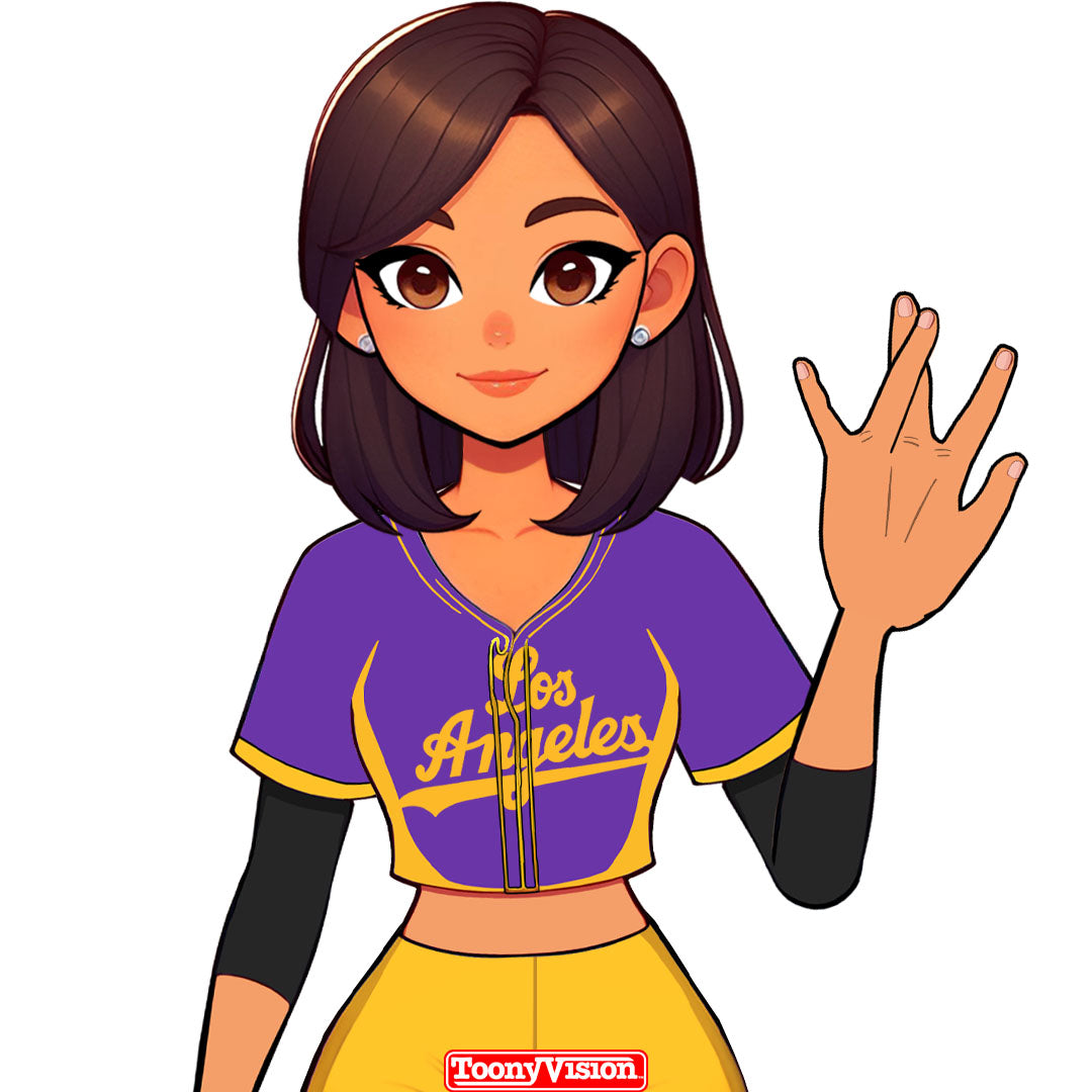 LA Hand Sign Animated Laker Girls Cartoon of YOU in Cartoon Animation - ToonyVision
