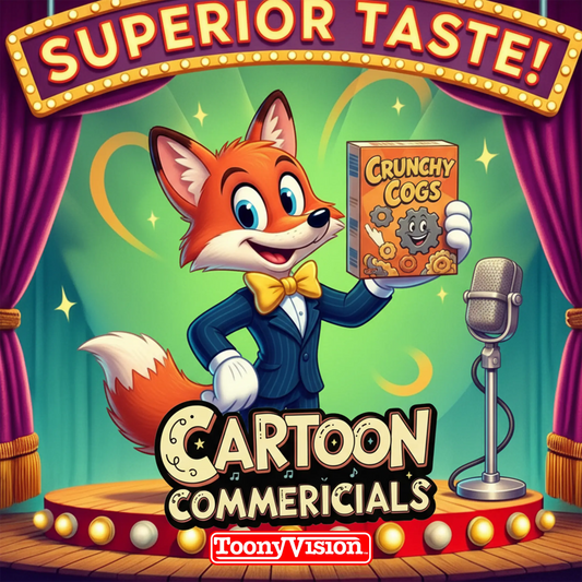 15-second ToonyVision cartoon commercial animated ad for TikTok and Instagram Reels with 2D character, voiceover, music, and 1080p export