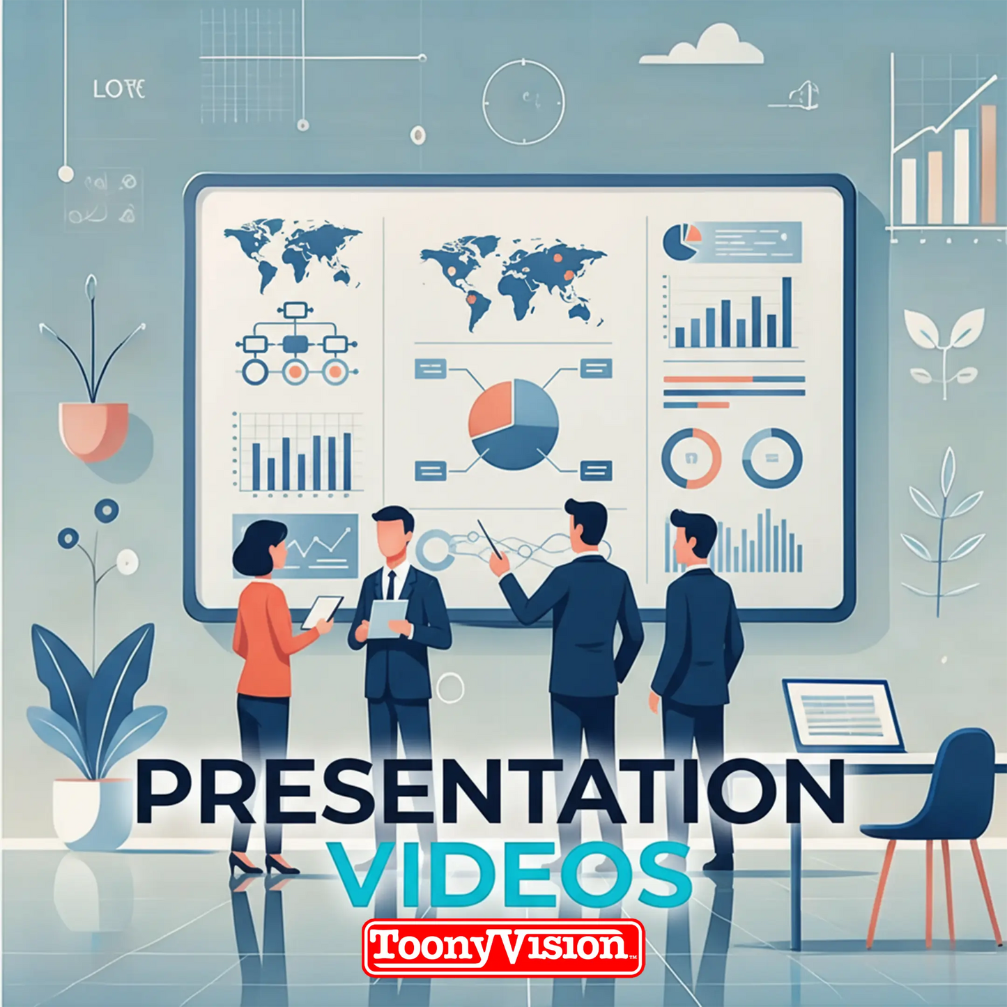 30-second ToonyVision presentation video turning a pitch deck or sales deck into an animated motion graphics video with HD delivery