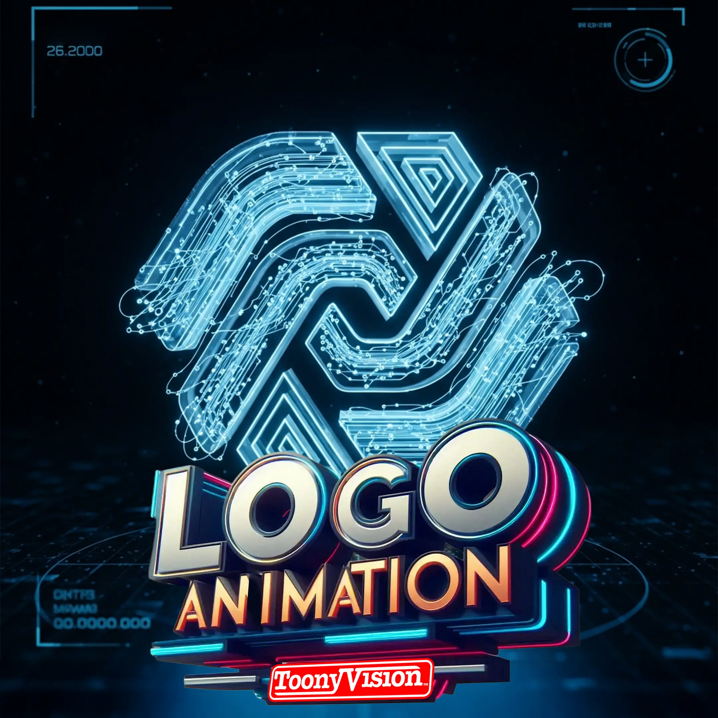 ToonyVision Animation Ad Agency 15 second animated logo reveal 4K motion graphics with transparent background and custom jingle
