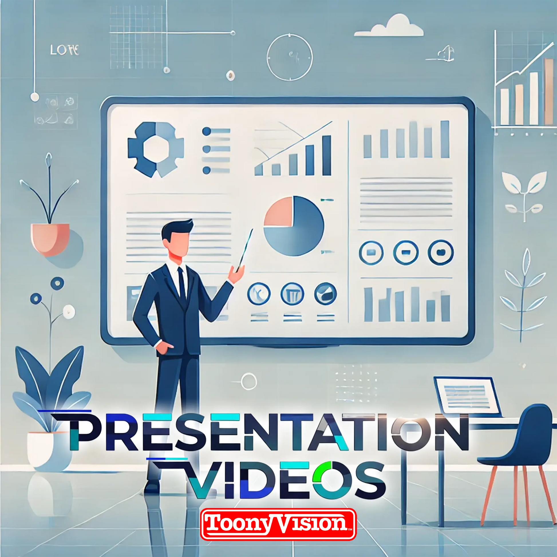 ToonyVision Animation Ad Agency 30 second presentation video animated pitch deck sales deck motion graphics and data visualization