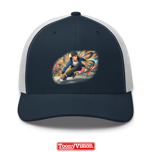 ToonyVision men’s printed cap birthday or holiday cartoon from photo with clean scene-badge front-panel merch-style graphic print