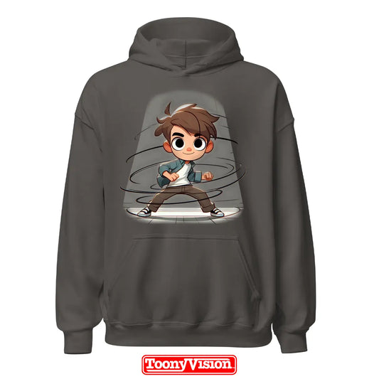 ToonyVision boys youth hoodie birthday or holiday cartoon from photo with themed background scene and clean merch-style graphic print