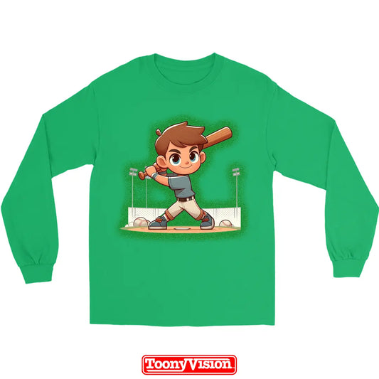 ToonyVision boys youth long sleeve birthday or holiday cartoon from photo with themed background scene and clean graphic print