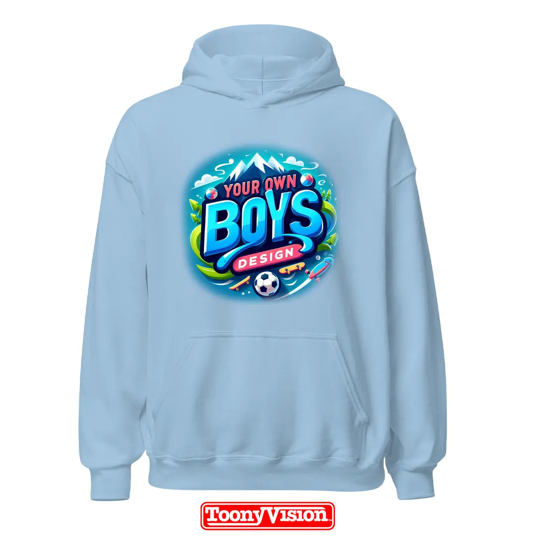 ToonyVision boys heat transfer hoodie with his own design or photo printed