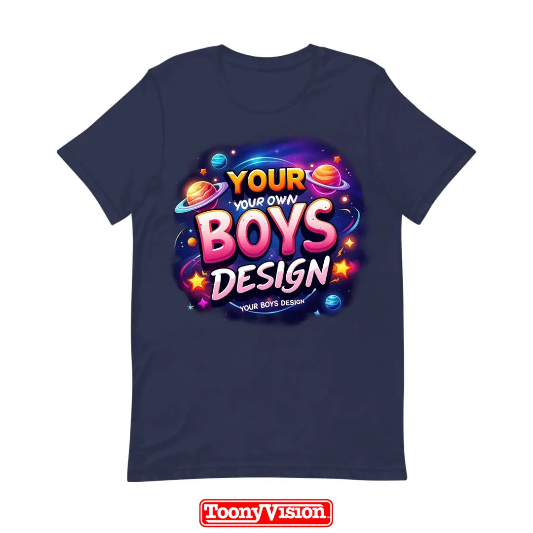 ToonyVision boys shirt with his design printed using heat transfer or DTF