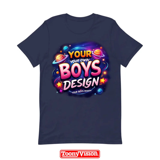 ToonyVision boys shirt with his design printed using heat transfer or DTF