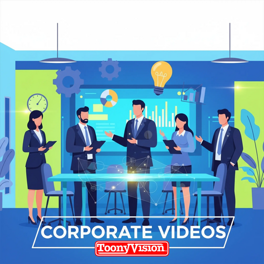 ToonyVision corporate video package with runtime options 30 seconds 1 minute 2 minutes or 3 minutes for training onboarding HR recruiting and investor presentations