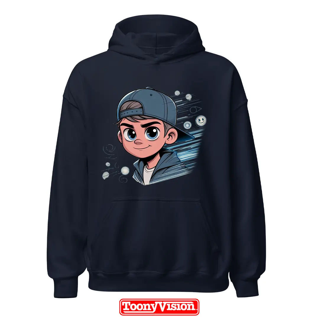 ToonyVision custom boys youth hoodie hooded sweatshirt with cartoon character art from photo and clean merch-style graphic print
