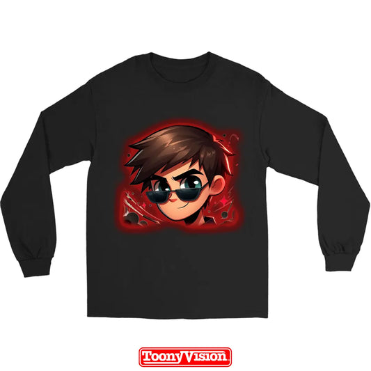 ToonyVision custom boys youth long sleeve shirt with cartoon character art from photo and clean merch-style graphic print