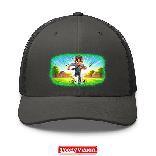 ToonyVision custom printed boys youth cap with cartoon face from photo and clean front-panel merch-style graphic print