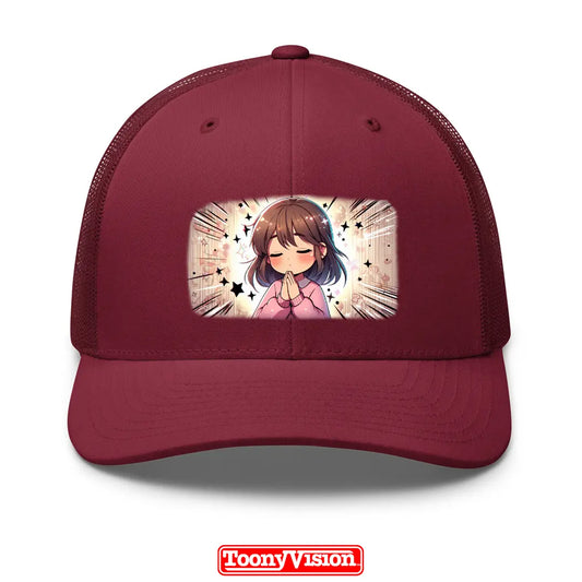 ToonyVision custom printed girls cap with cartoon face from photo and clean front-panel merch-style graphic print
