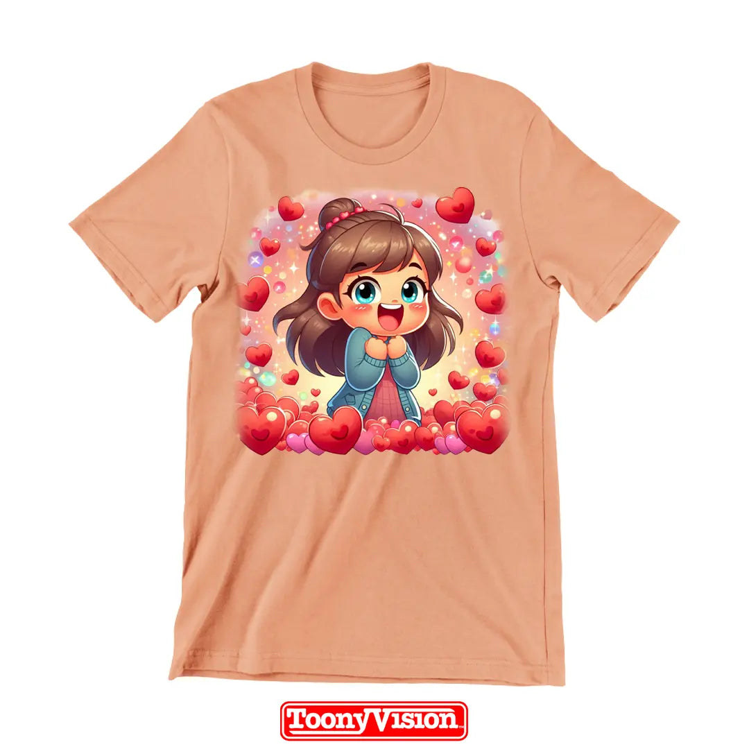 ToonyVision girls custom cartoon portrait t-shirt from photo with clean kid-friendly character art graphic print