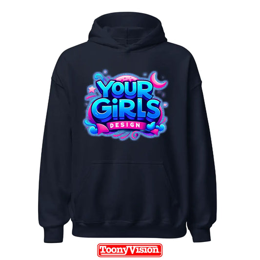 ToonyVision girls DTF hoodie with her own design artwork or photo printed