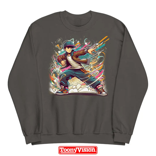 ToonyVision men’s crewneck sweatshirt birthday or holiday cartoon from photo with themed background scene and clean merch-style graphic print