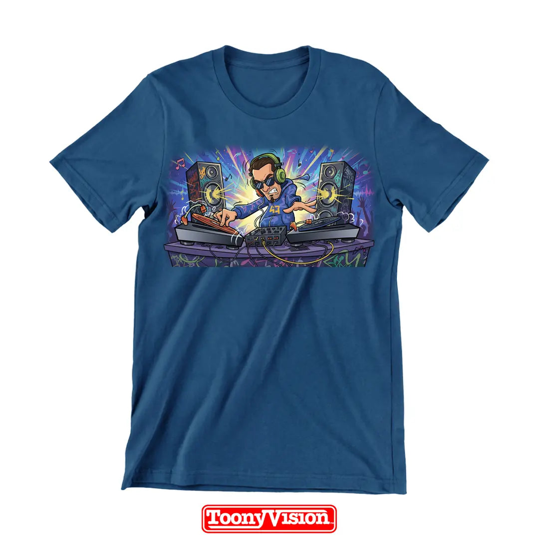 ToonyVision men’s custom birthday or holiday cartoon shirt from photo with themed background scene and clean graphic print