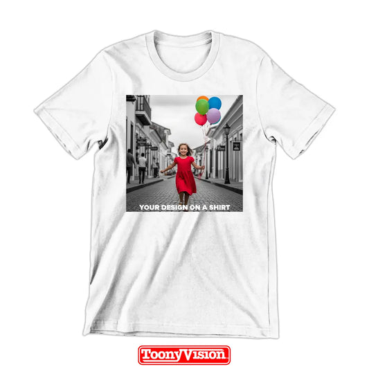 ToonyVision men’s DTF shirt with your own design artwork or photo printed