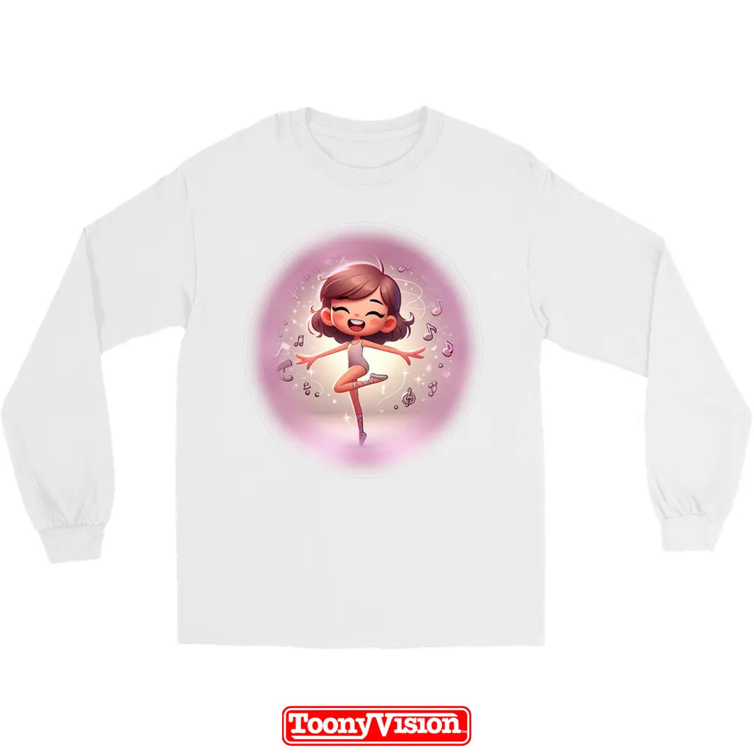 ToonyVision superhero girls youth long sleeve with full-body cartoon character from photo and clean bold merch-style graphic