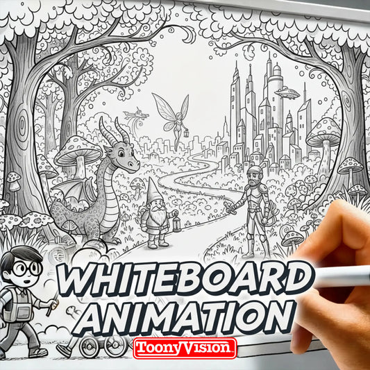 ToonyVision whiteboard video package choose 30 seconds to 3 minutes hand-drawn scribe explainer animation