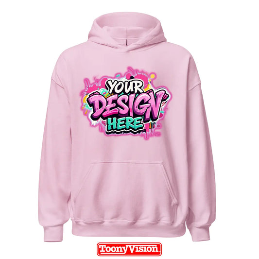 ToonyVision women’s hoodie with your own design printed using heat transfer or DTF